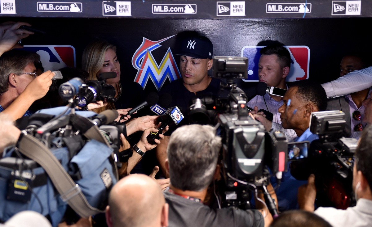 Giancarlo Stanton during his return to Miami